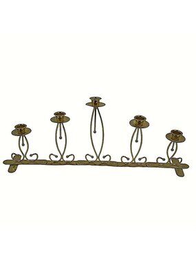 Vintage Brass Adjustable Five Candle Holder Candelabra Display 21"L x 9"H